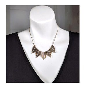 Express Gold & Rhinestone Geomaetric Bib Link Chain Collar Necklace
